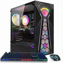 STGAubron - Gaming Desktop PC, Radeon RX 580 8G, AMD Ryzen 3 3200G 3.6 GHz, 16G RAM, 512G SSD, 600M WiFi, BT 5.0, W11H64 - Black
