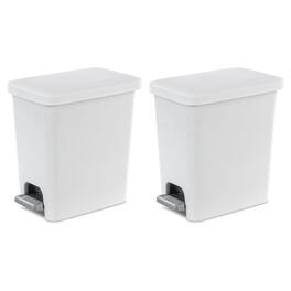 Sterilite - 2.7 Gallon Rectangular Step On Trash Bin Wastebasket, (2 Pack) - White