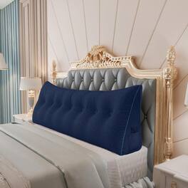 wowmax - King Size Navy Wedge - Extra Large Plush Triangle Reading Pillow for Bed Back Support - Dark Blue