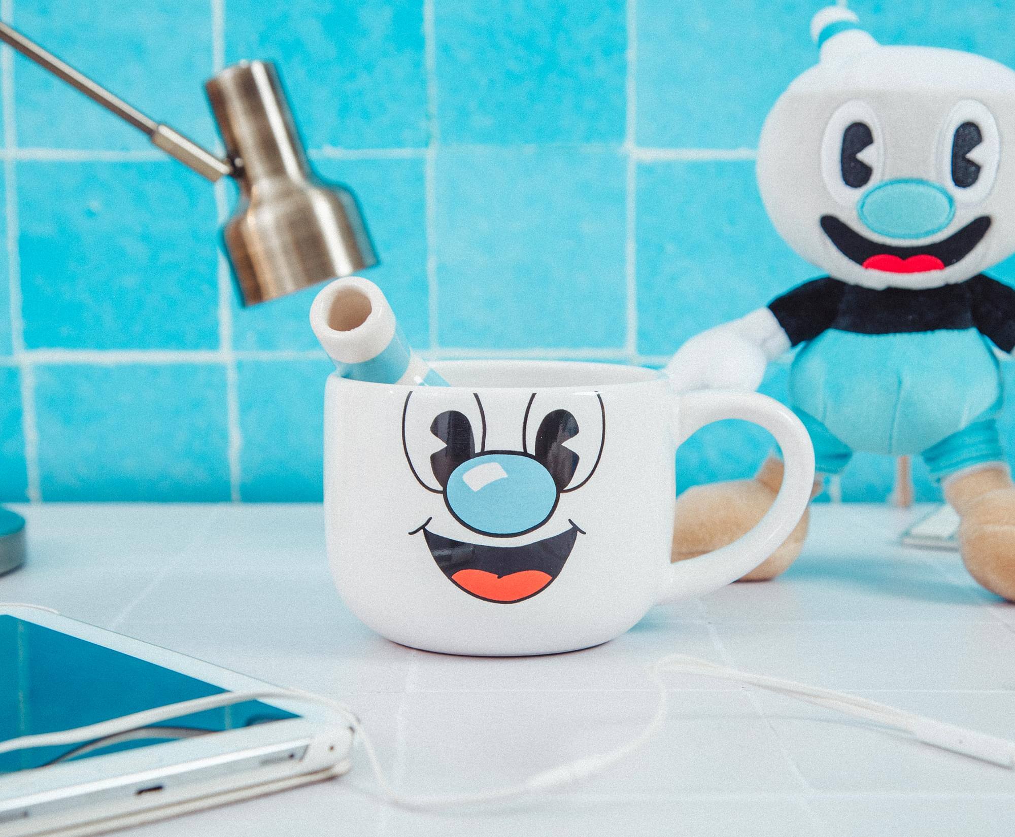 Alt View 10. Toynk - Cuphead Mugman Ceramic Coffee Mug and Straw | Holds 20 Ounces - Blue.