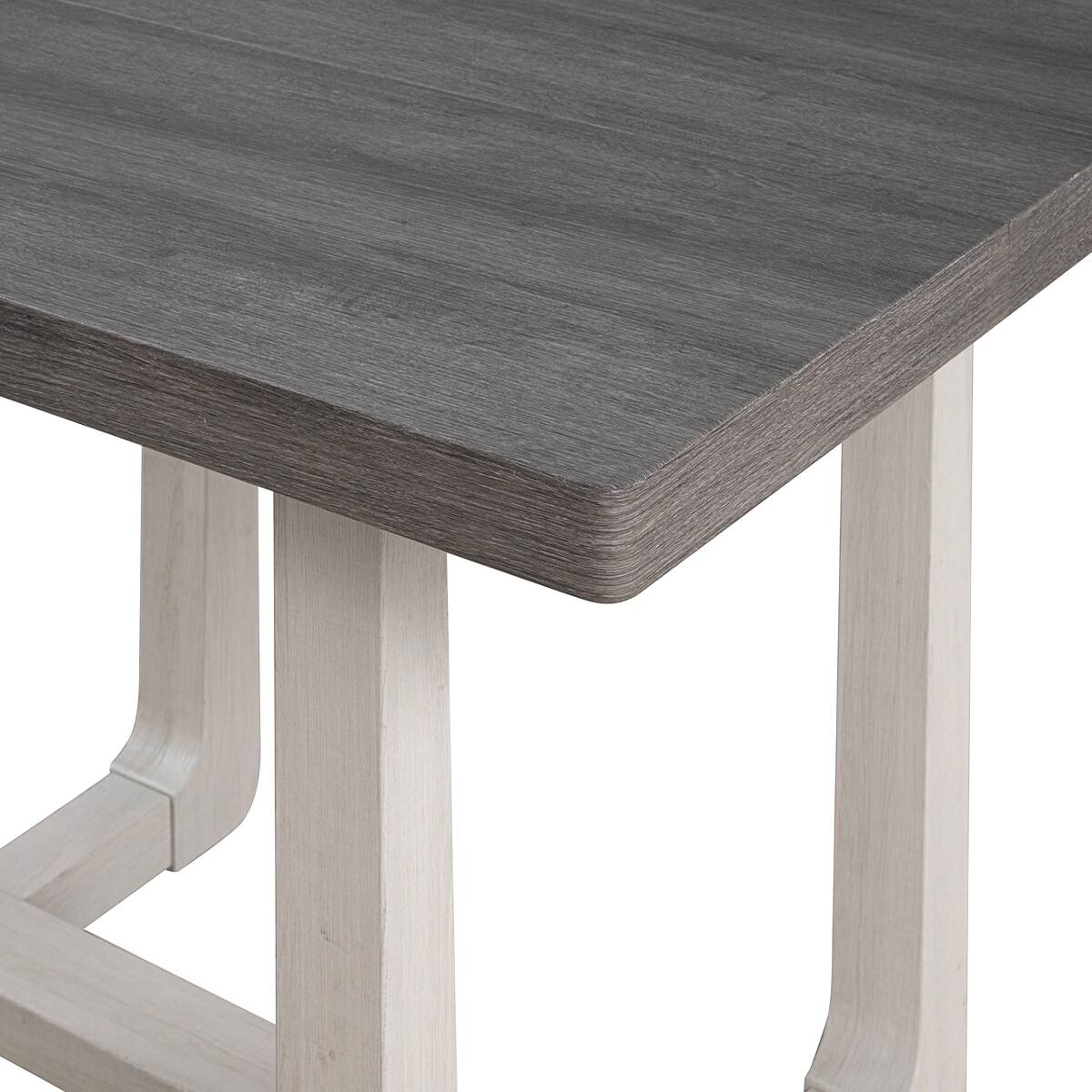 Back. Loheer - Loheer Gray Rectangular Dining Table, Transitional Trestle Base, Seats Four - Gray.