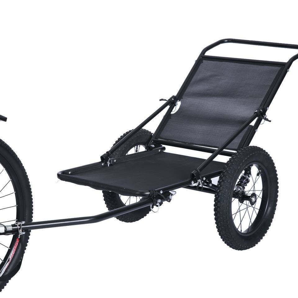 Front. Jupiter Bikes - Fat Tire Utility Bike Trailer - All-Terrain Gear and Equipment Hauler w/ Suspension, 220 lb Load - Universal Hitch - Black.