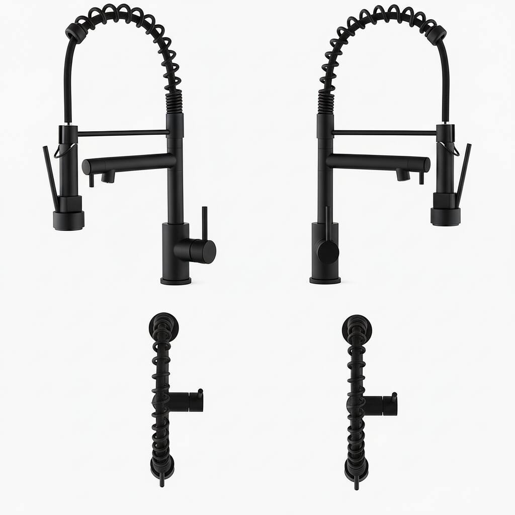 Alt View 1. Siljoy - Kitchen Faucet with Pull Down Sprayer Single Handle & Hole 2- Function Stainless Steel Spring Neck Matte Black - Matte Black.