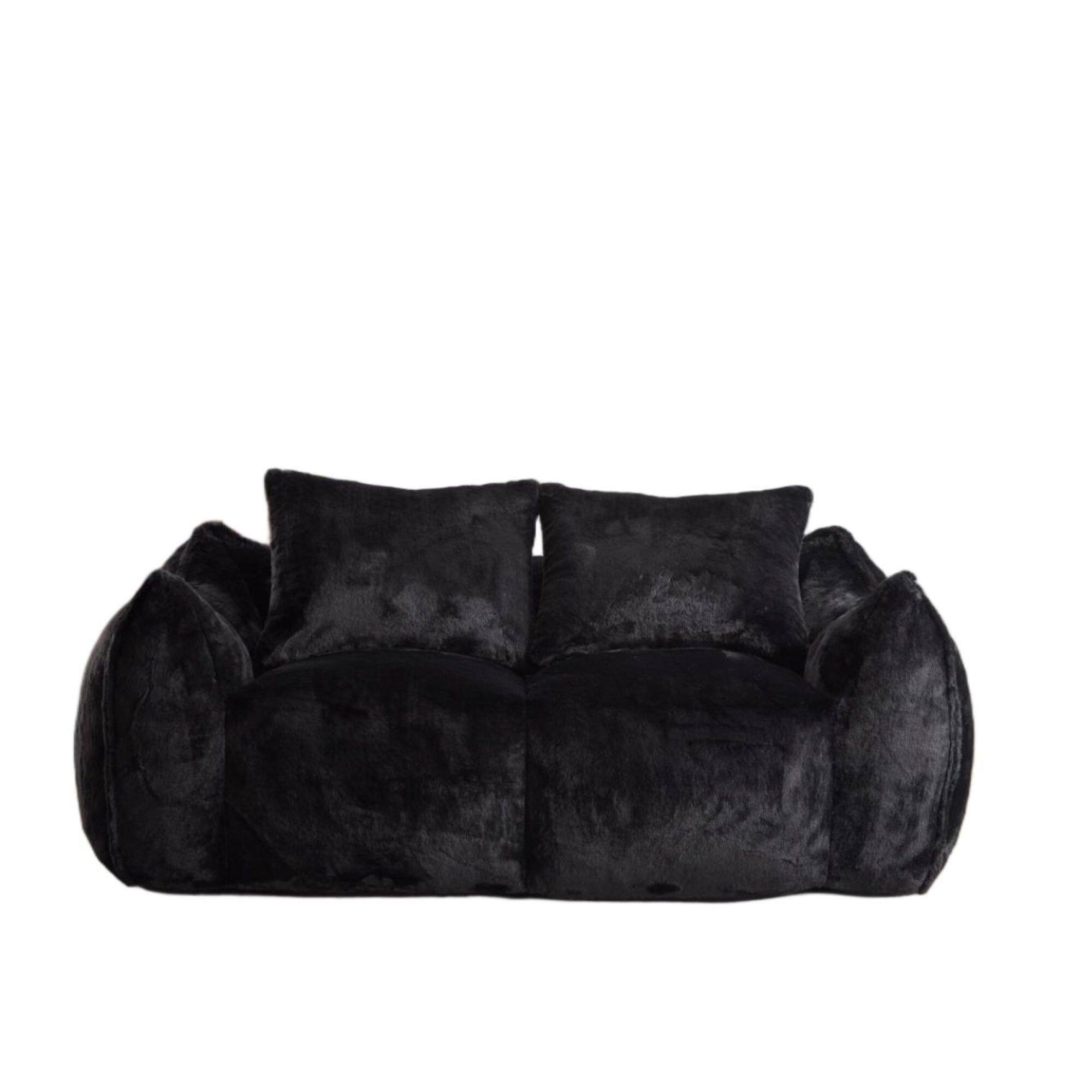 Alt View 6. Boyel Living - Oversized 2-Person Foam-Filled Bean Bag Sofa with Pillows - Black.