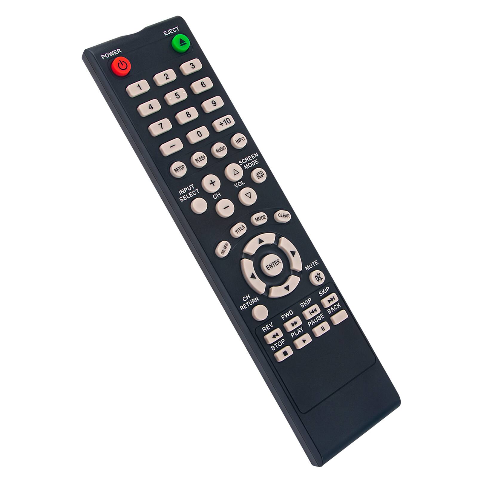 POWER G 1 EJECT 3 2 6 5 4 9 8 + 10 7 0 INFO - AUDIO BLEEP SCREEN MODE SETUP A + VOL INPUT SELECT CH V CLEAR MODE TITLE I ENTER MUTE  SKIP CH D RETURN SKIP BACK FWD 144 REV  PAUSE 1 4 PLAY 4 STOP