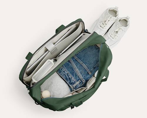 Alt View 2. Bagsmart - Moss 30L Weekender Duffle Bag, Water-Resistant Overnight Bag with 15.6" Laptop Compartment for Travel & Commute - Fern Green.