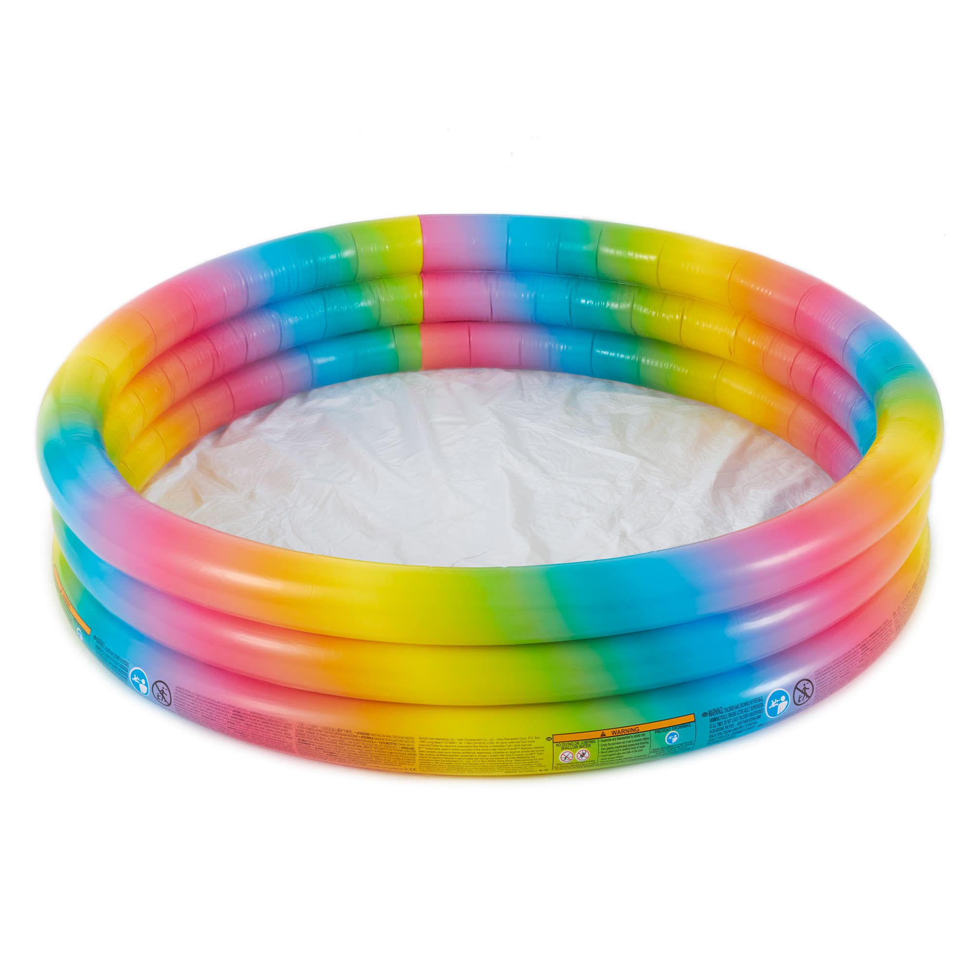 Intex - 58449EP Rainbow Ombre 3 Ring Round Inflatable Kids Outdoor Swimming Pool