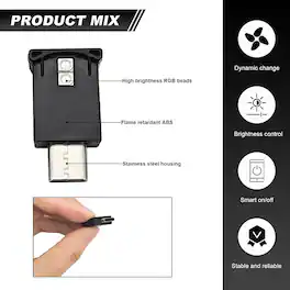 RTMB - 2-Pack USB-C LED Ambient Lights – RGB, 8 Colors, Adjustable Mini Plug-In Lamps
