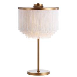 Jonathan Y - Coco 27.5" Fringed/Metal LED Table Lamp, /White - Gold