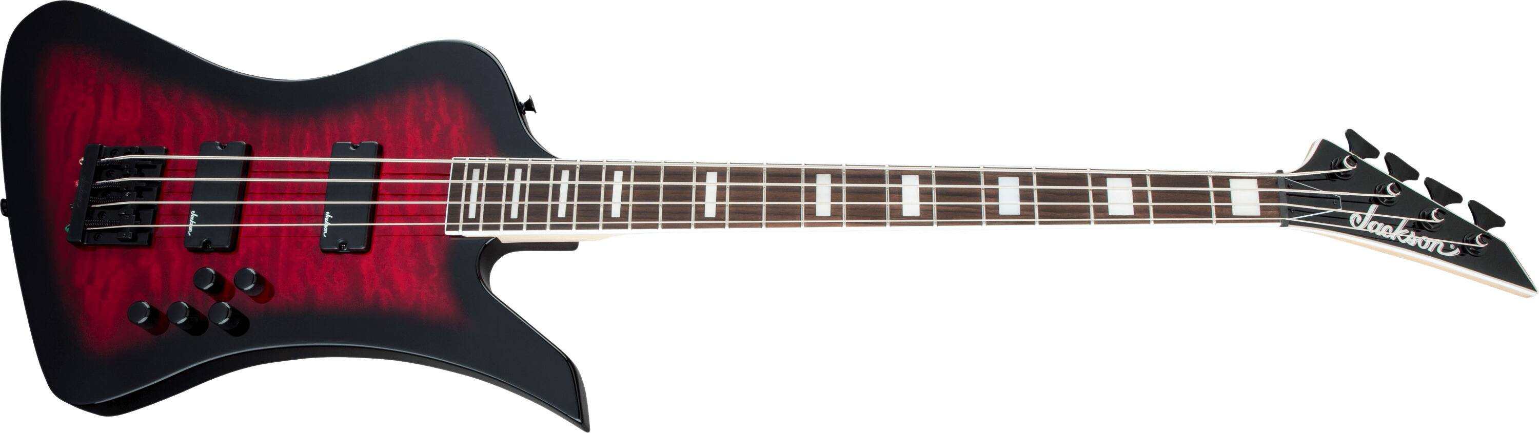 Back. Jackson - Jackson JS Series Kelly Bird JS3Q 4-String Bass Guitar (Transparent Red Burst).