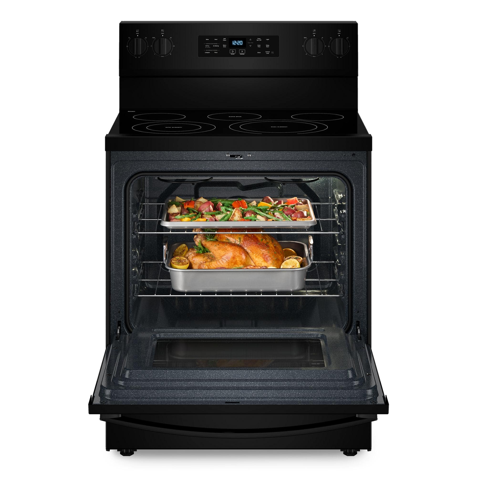 Left. Whirlpool - 5.3 Cu. Ft. Freestanding Electric Convection Range with No Preheat Air Fry and Air Baking - Black.