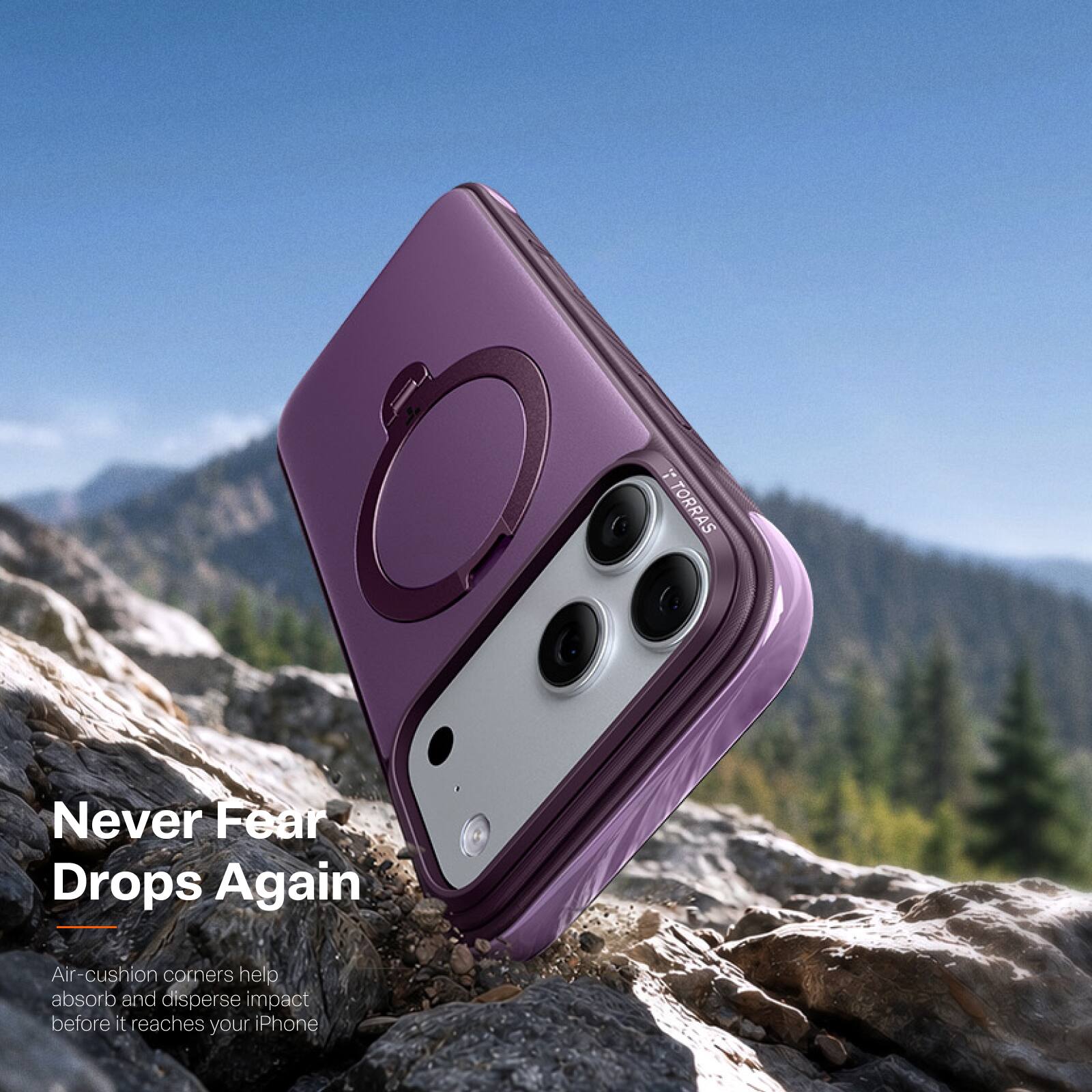 TORRAS

Never Fear Drops Again

Air-cushion corners help absorb and disperse impact before it reaches your iPhone