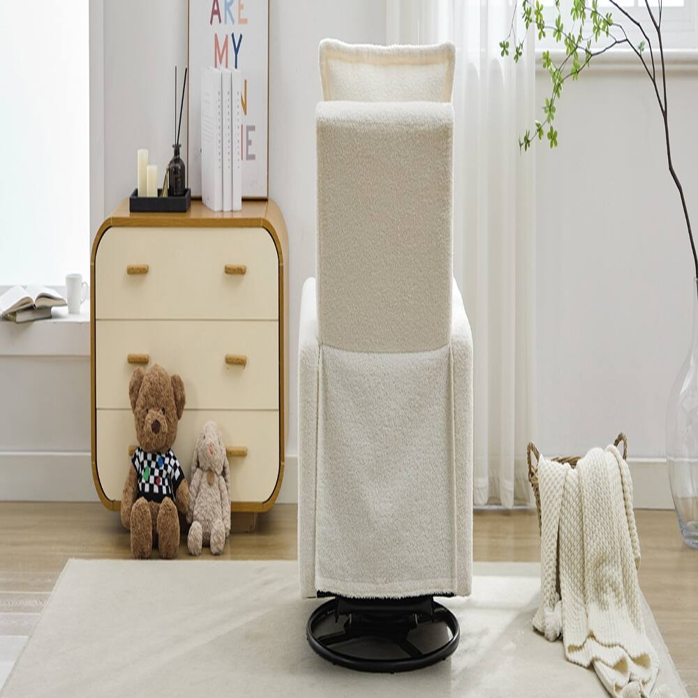 Alt View 2. Loheer - Loheer White Teddy Fleece Swivel Rocker Recliner Chair, Nursery Glider Rocking Chair for Living Room Bedroom - White.