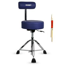 5 CORE - Drum Throne w Backrest 4" Padded Stool Airlift Adjustable 25.5" Drummer Chair 441Lb Capacity - Blue