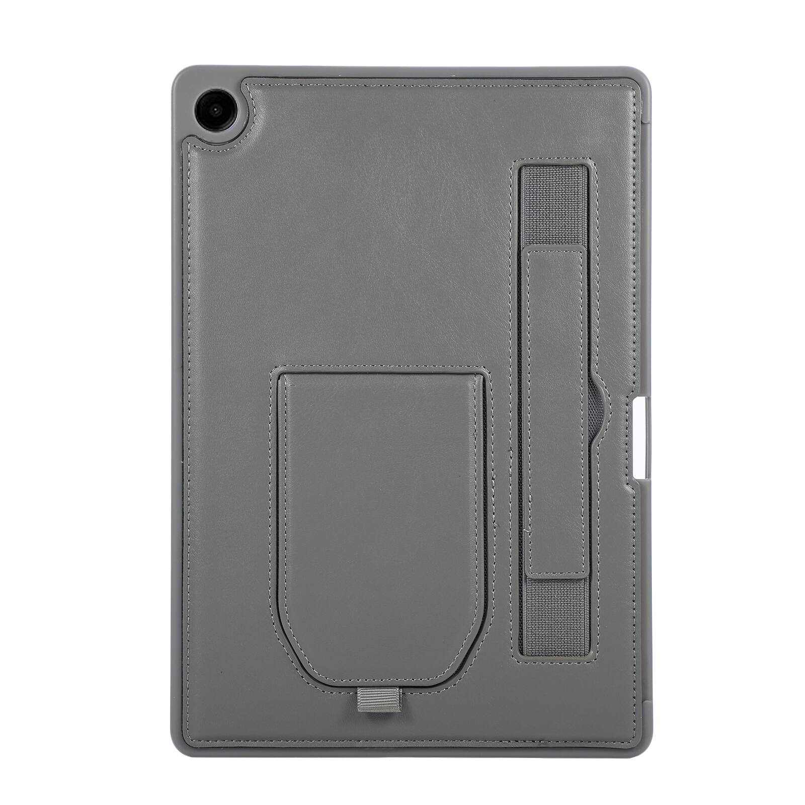 Back. Dteck - Shockproof Case for Samsung Galaxy Tab A11+ with Hand Strap and Foldable Kickstand, PU Leather TPU Protective Cover - Gary.