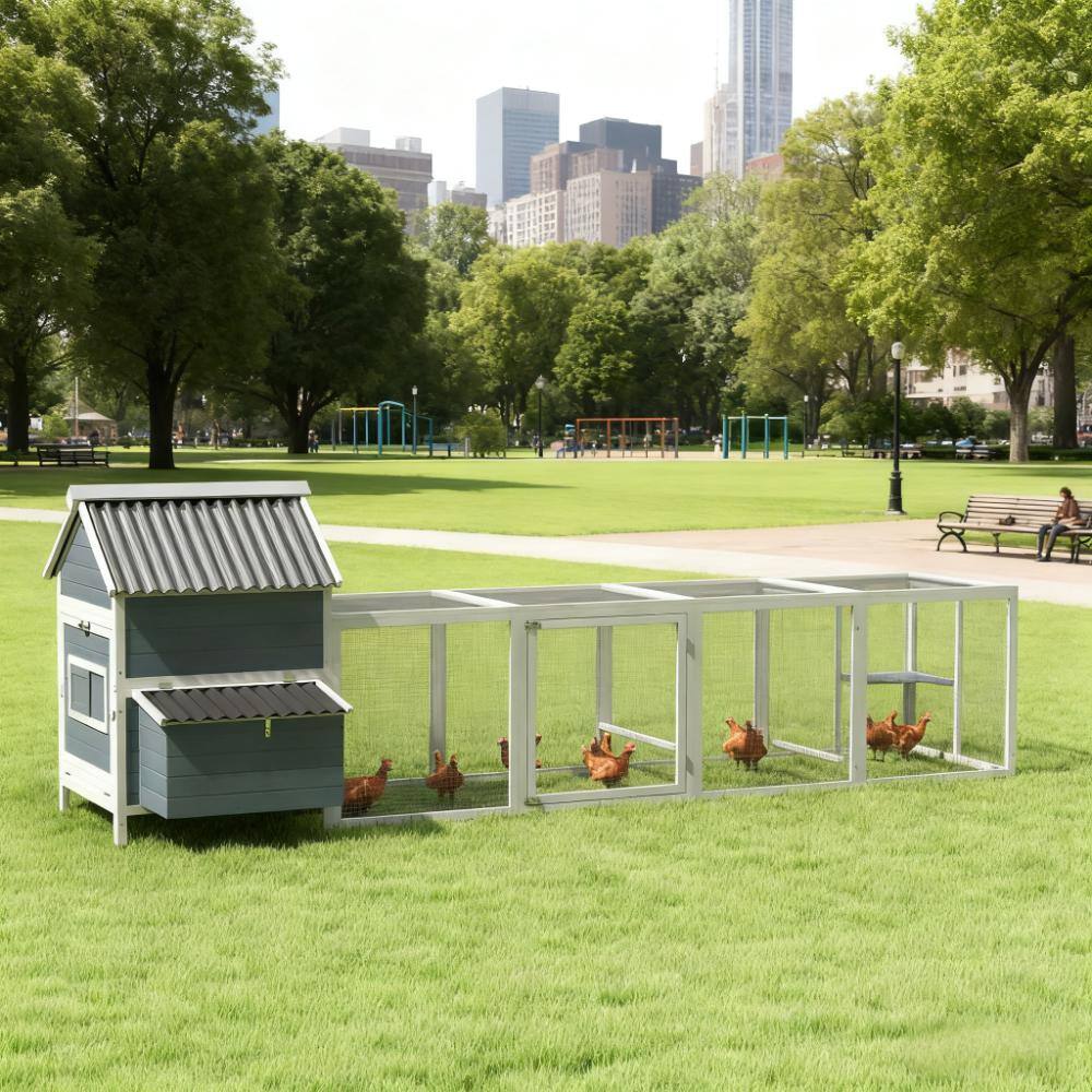 Alt View 1. TinyHomie - Extra Large Wooden Chicken Coop for 10 15 Chickens.