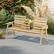Alt View 3. Gymax - Gymax Outdoor Fir Wood Bench w/ Foldable Middle Table w/ Backrest & Armrests - Natural.