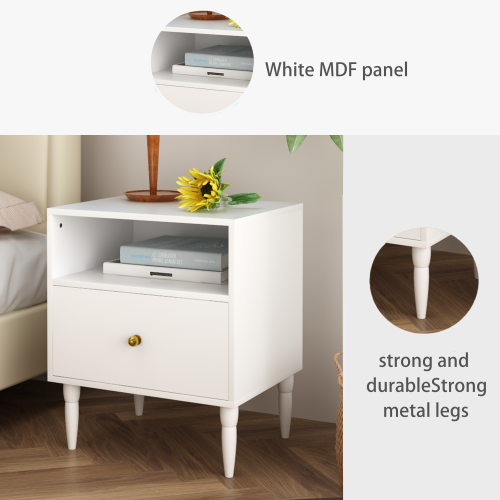 White MDF panel. CE - ZANNT strong and durable. Strong metal legs