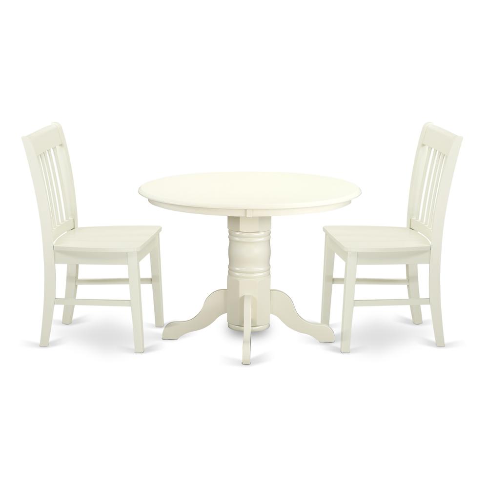 Back. East West Furniture - Dining Room Set Linen White - Brown.