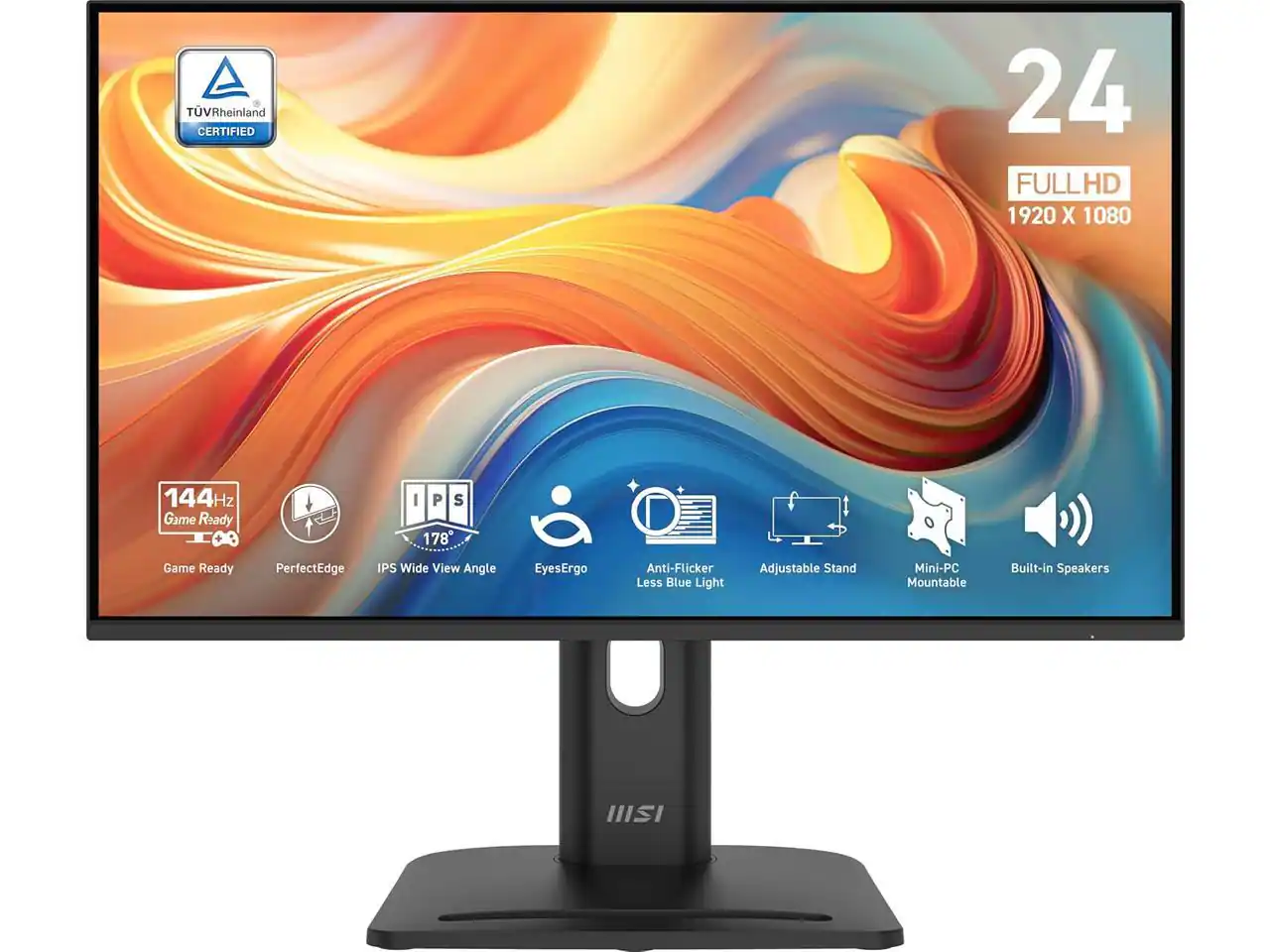TVRheinland CERTIFIED
24 FULL HD 1920 X 1080
144Hz Game Ready
IPS 178° Wide View Angle
EyesErgo
Anti-Flicker Less Blue Light
Adjustable Stand
Mini-PC Mountable
Built-in Speakers