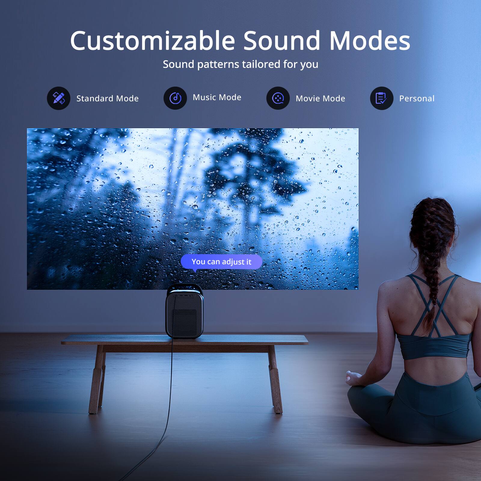Customizable Sound Modes  
Sound patterns tailored for you  

- Standard Mode  
- Music Mode  
- Movie Mode  
- Personal  

You can adjust it