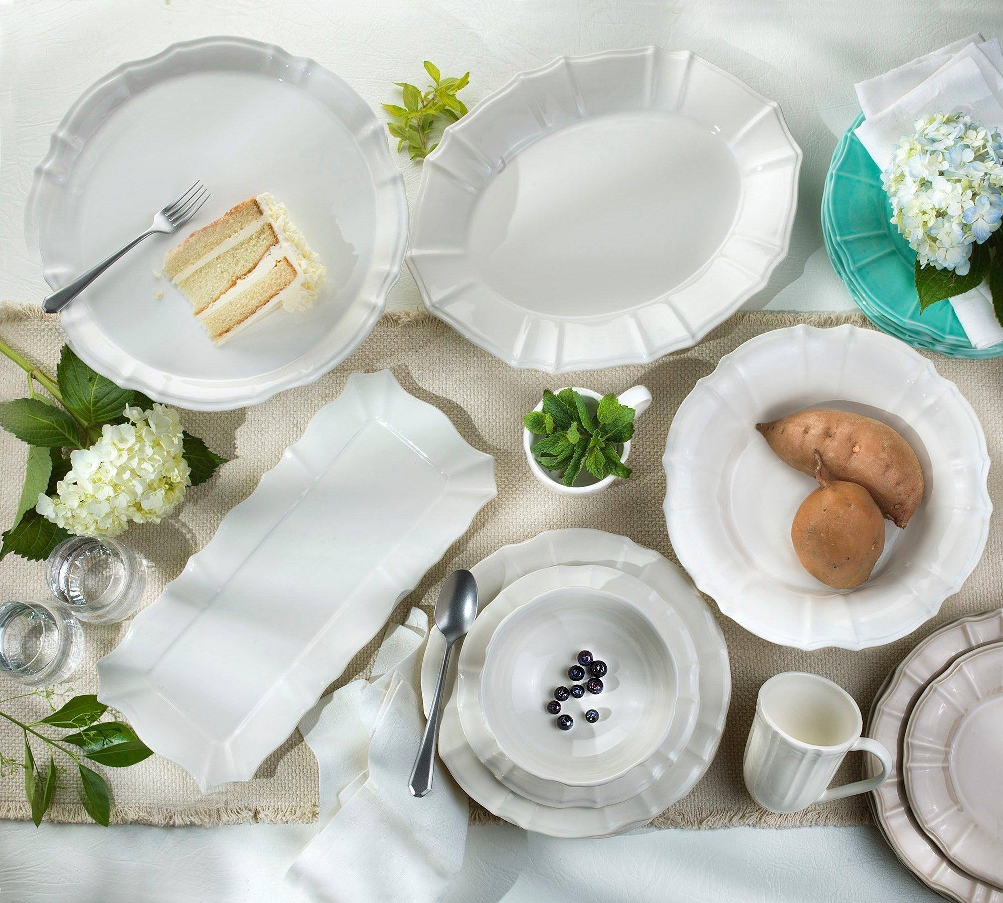 Back. Euro Ceramica Home - Chloe 4-Piece White Everyday Bowls Set, made in Portugal - White.