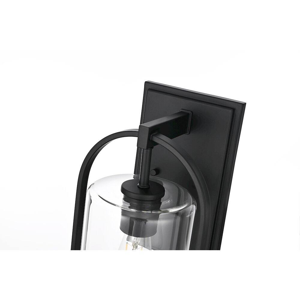 Alt View 2. Elegant Lighting - Jaxson 8 Inch Outdoor Wall Sconce In Black - Black.