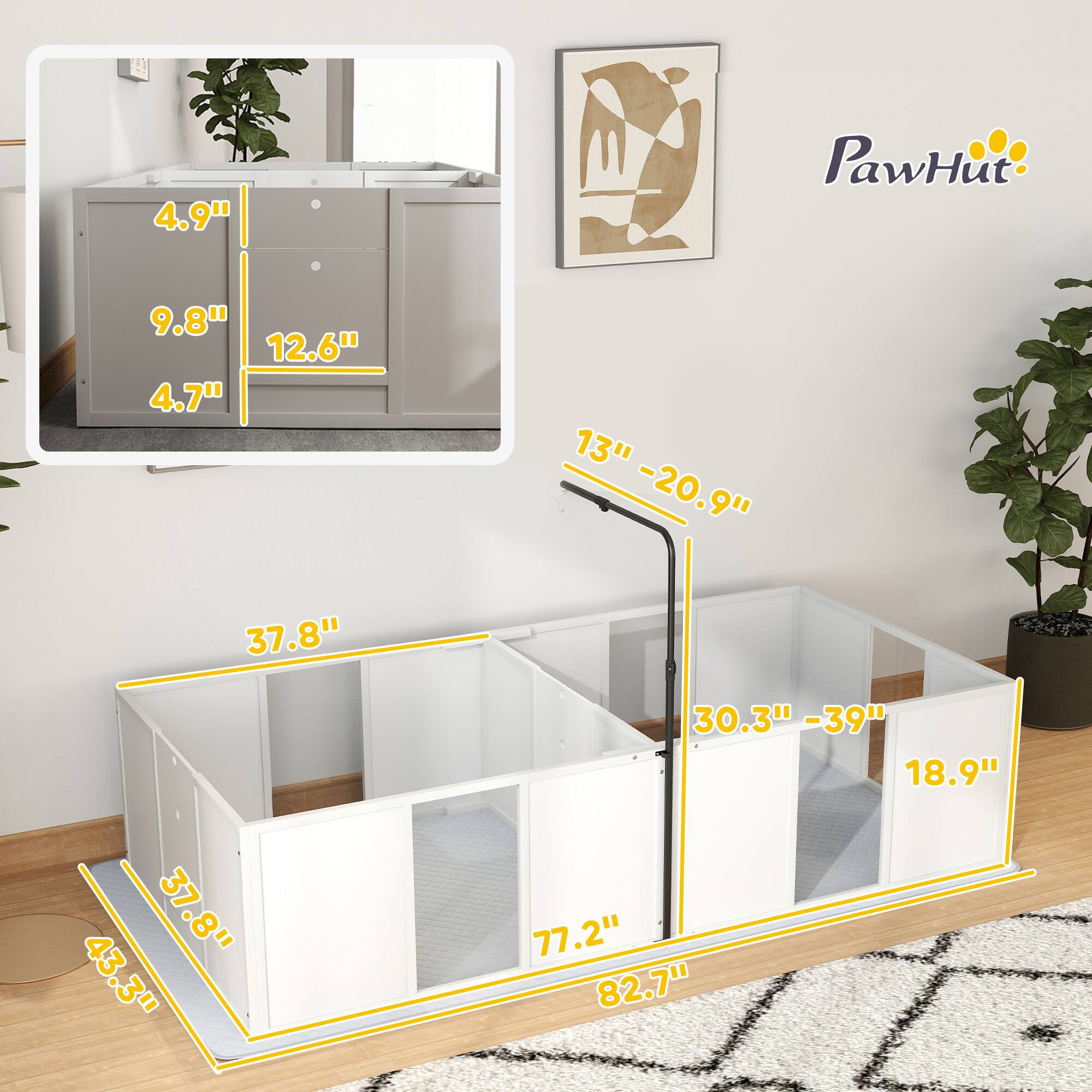 PawHut

4.9"  
9.8"  
12.6"  
4.7"  

13" - 20.9"  
37.8"  
30.3" - 39"  
18.9"  
37.8"  
43.3"  
77.2"  
82.7"