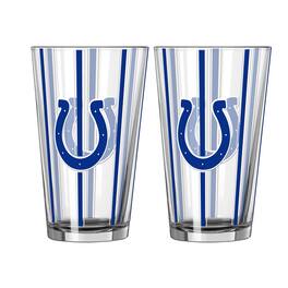 Logo Brands - Indianapolis Colts Two-Piece 16oz. Striped Pint Glass Set - Multicolor
