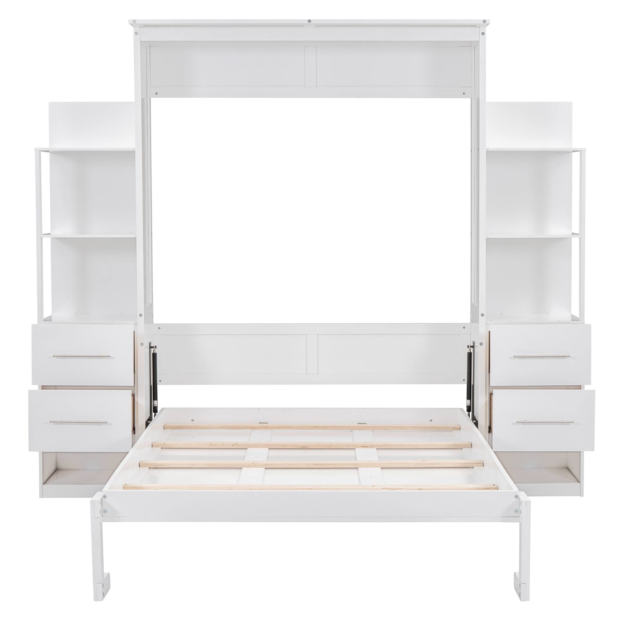 Alt View 6. Tiramisubest - Full Size Murphy Wall Bed, White, MDF+LVL, 80x79x84 inches, 284 lbs, Space-saving - White.