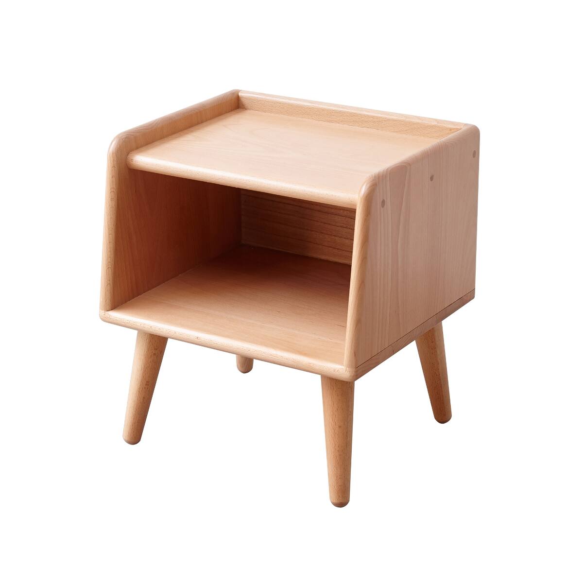 Alt View 2. Loheer - Loheer Solid Beech Wood Nightstand, Natural Wood Bedside Cabinet - Natural.