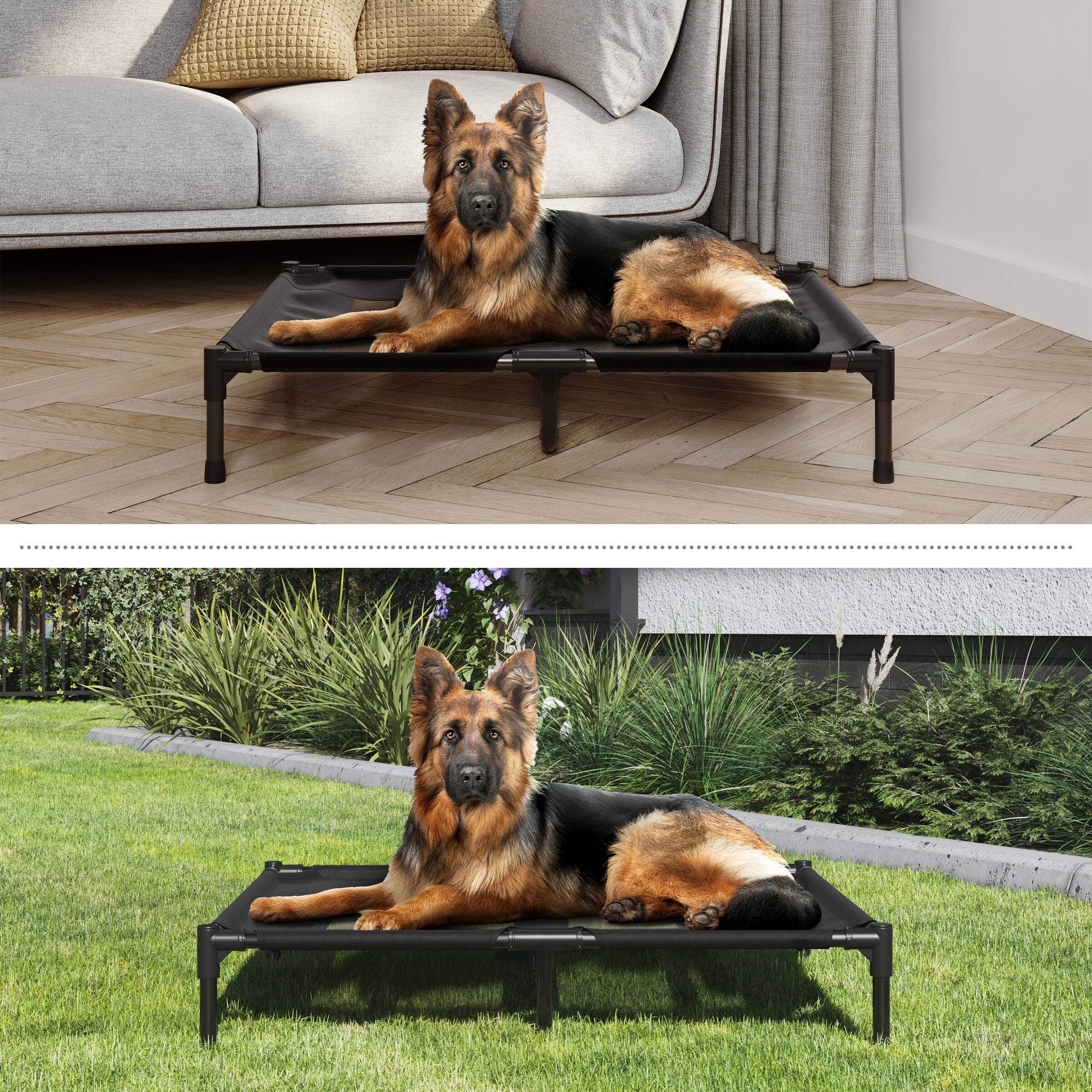 Alt View 3. PetMaker - Elevated Dog Bed 36x30-Inch Pet Bed with Non-Slip Feet Indoor/Outdoor Dog Cot or Puppy Mattress for Pets up to 80lbs - Black.