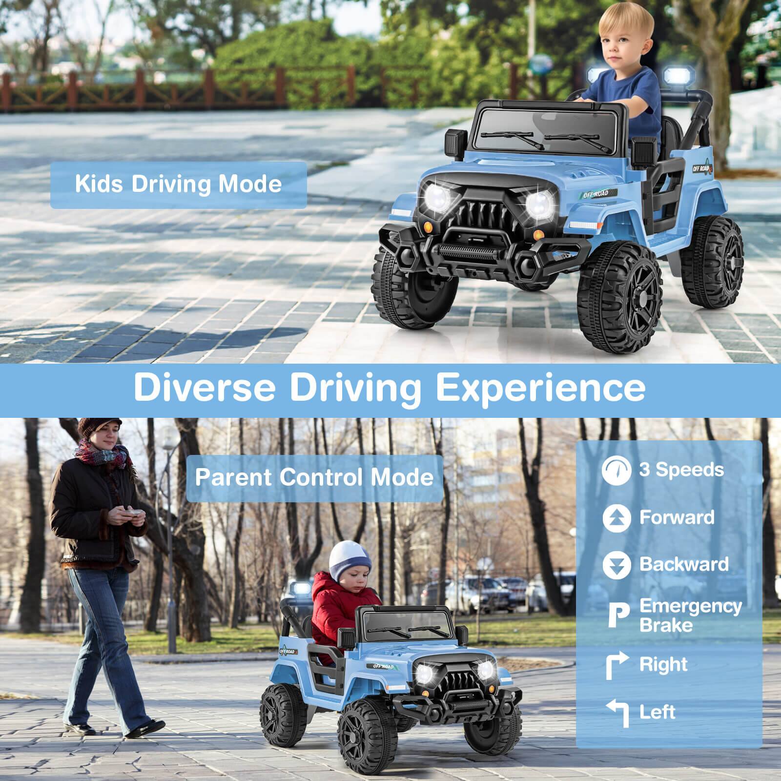 Kids Driving Mode

Diverse Driving Experience

Parent Control Mode

3 Speeds
Forward
Backward
Emergency Brake
Right
Left