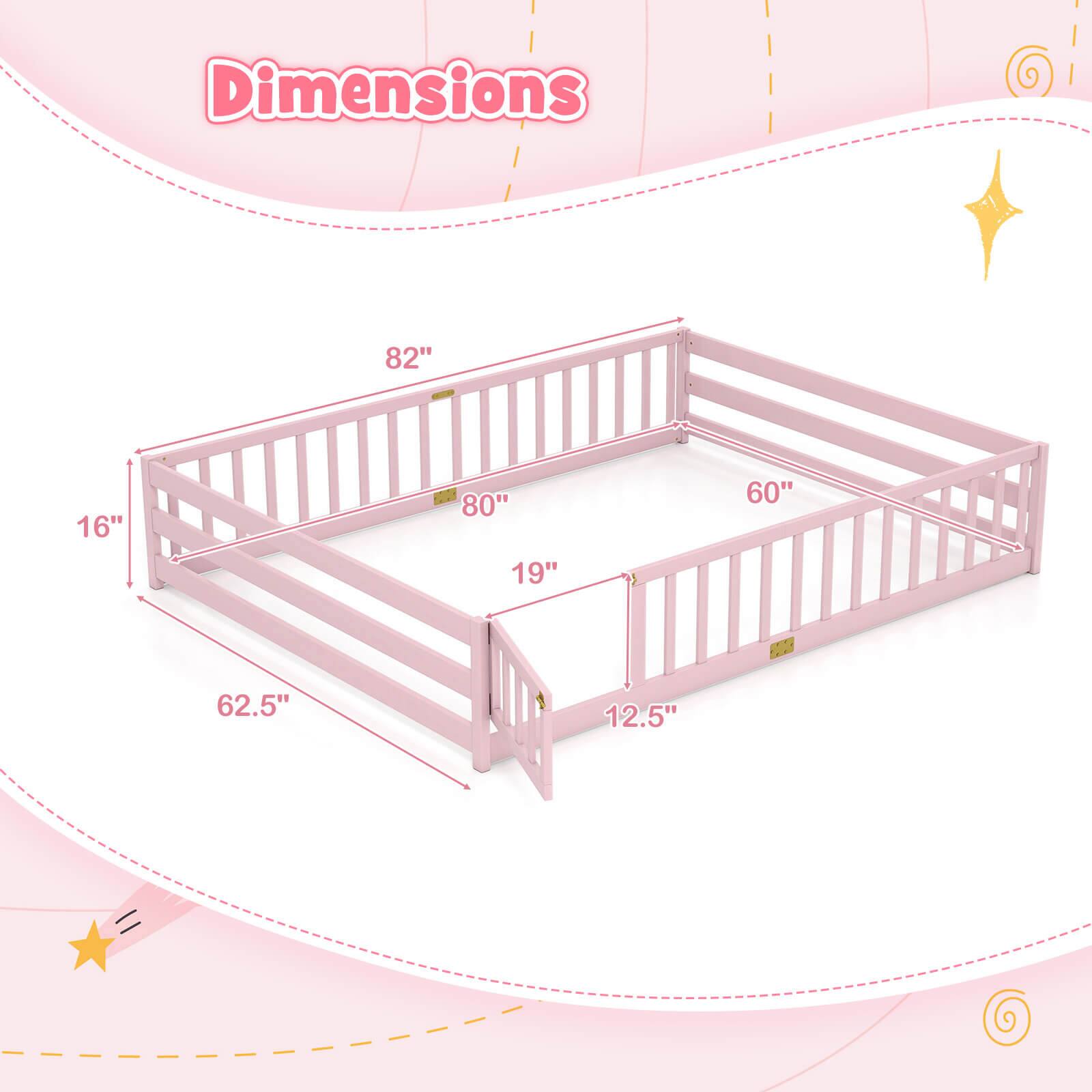 Dimensions:  
- Length: 82"  
- Width: 60"  
- Height: 16"  
- Inside Length: 80"  
- Inside Width: 62.5"  
- Inside Height: 19"  
- Side Rail Height: 12.5"