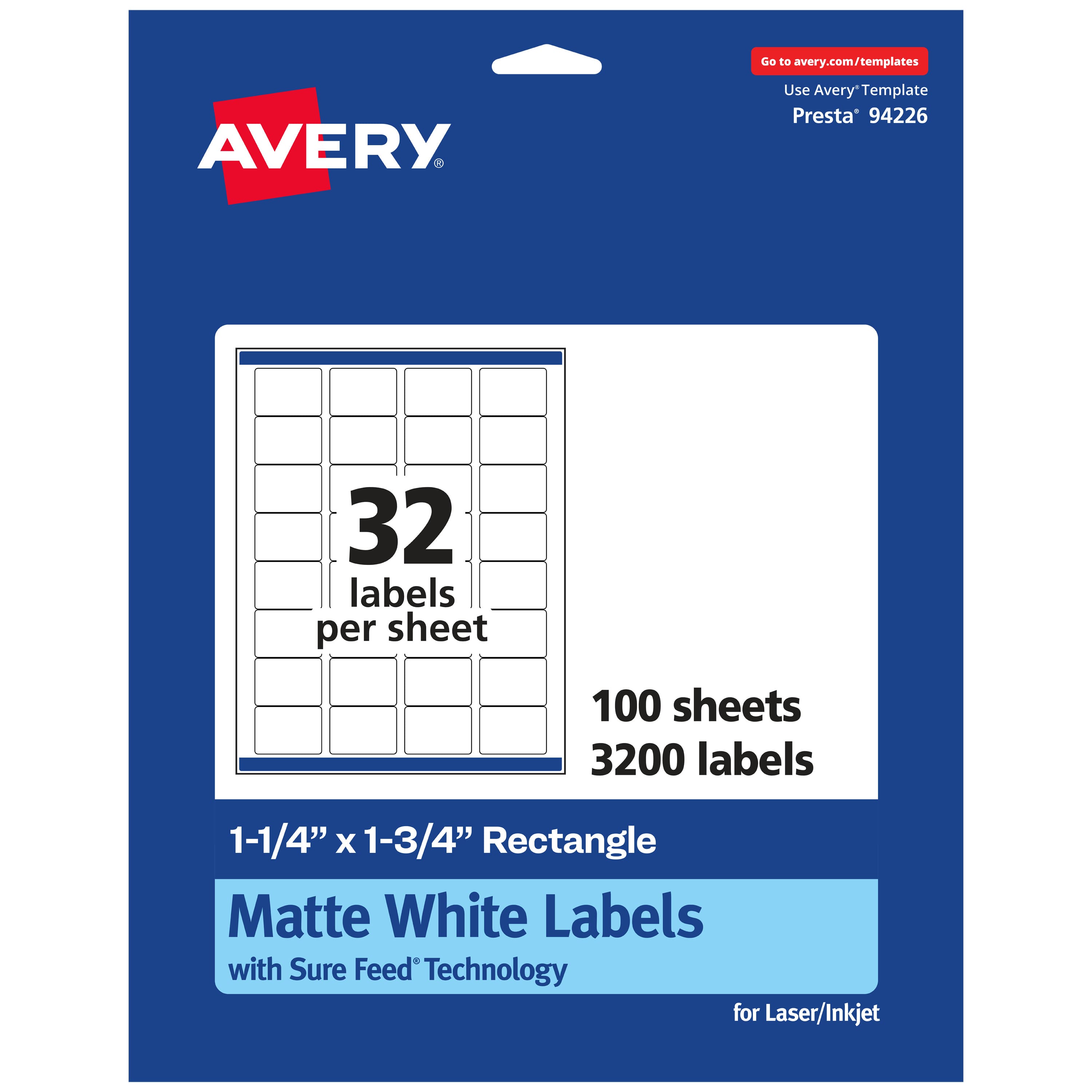 "Avery - Matte Rectangle Labels, 1.25"" x 1.75"", 3,200 Labels - White" price history on PriceWatchPro