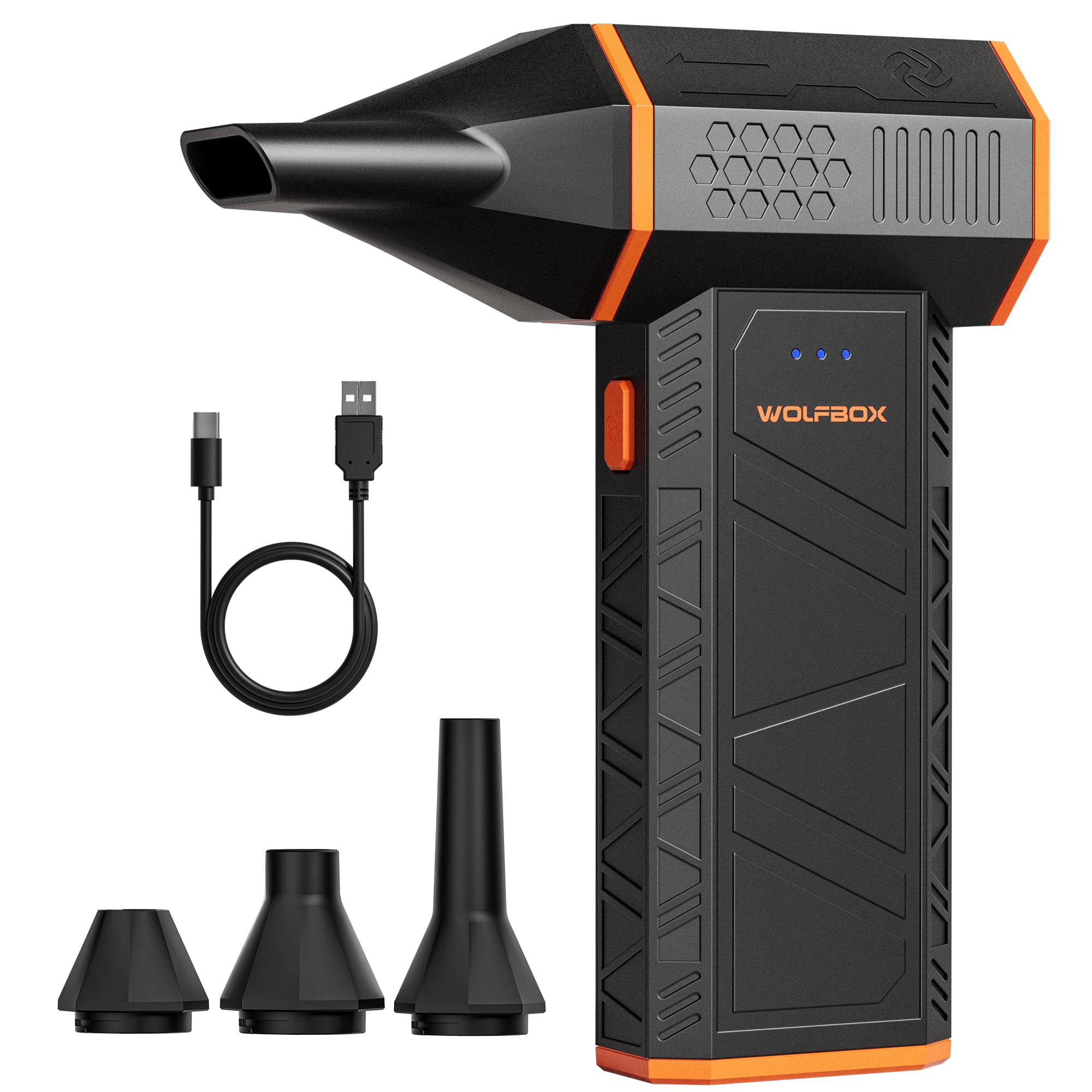 WOLFBOX - 110,000RPM High-Power Cordless Air Duster with Fast Charging - Electric Dust Blower for Outdoor Use - Black