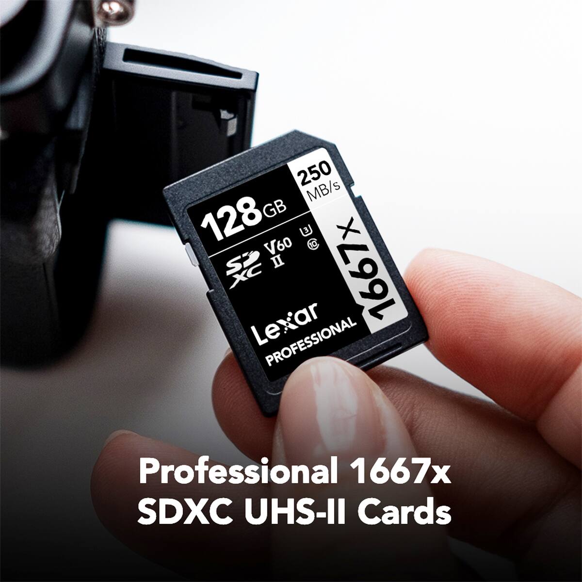 250 MB/s 128GB V60 @ SD II 1667x XC Lexar Le PROFESSIONAL Professional 1667x SDXC UHS-II Cards