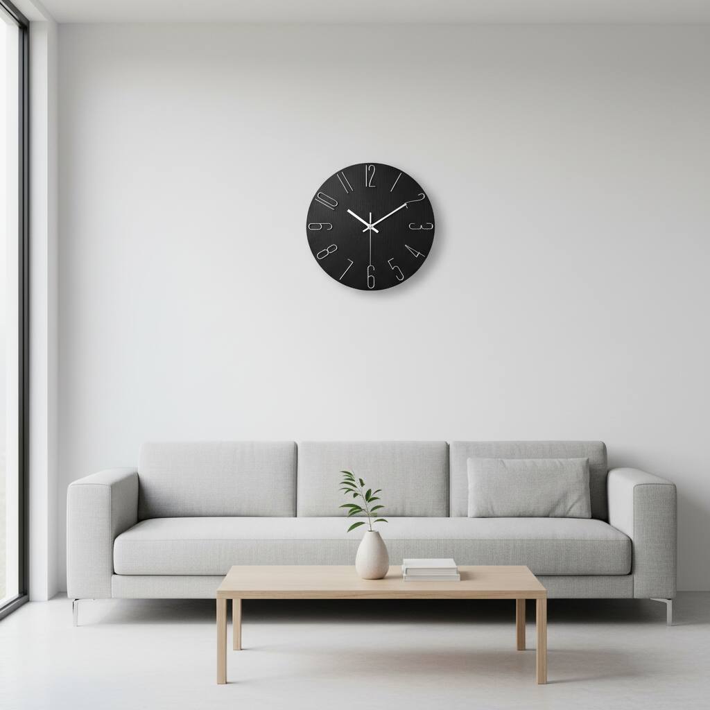Alt View 1. Dazzed Corner - 12 inch Modern Wall Clock,Silent Clock, Wall Clocks Battery Operated - Black.