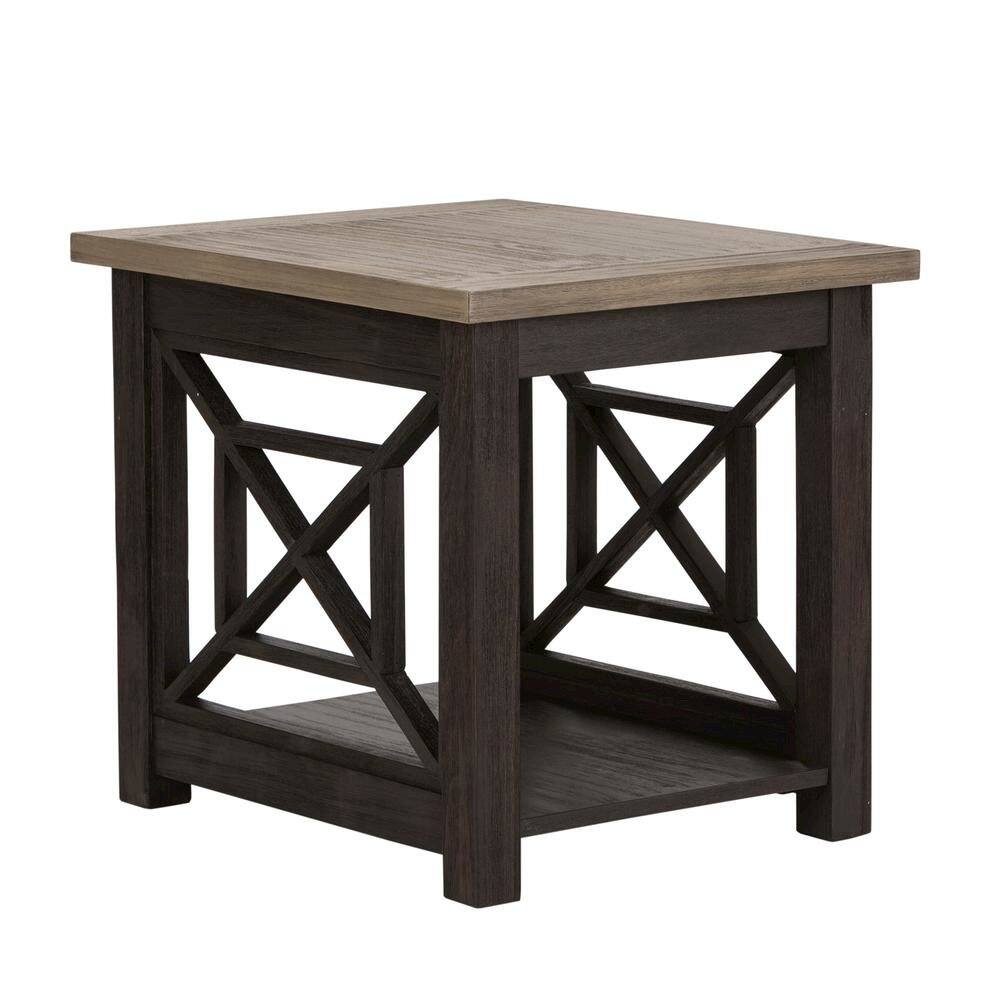 Angle. Starlight Canyon Home - Black Square End Table – Farmhouse Side Table for Living Room Décor - Black.