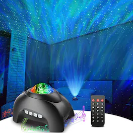 Rossetta - Star Projector - LED Aurora Galaxy Light with Bluetooth Speaker, White Noise, Timer, Remote for Room Decor - Black