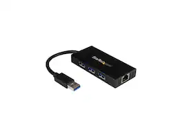 StarTech.com - ST3300GU3B USB 3.0 Hub with Gigabit Ethernet - 3 Port