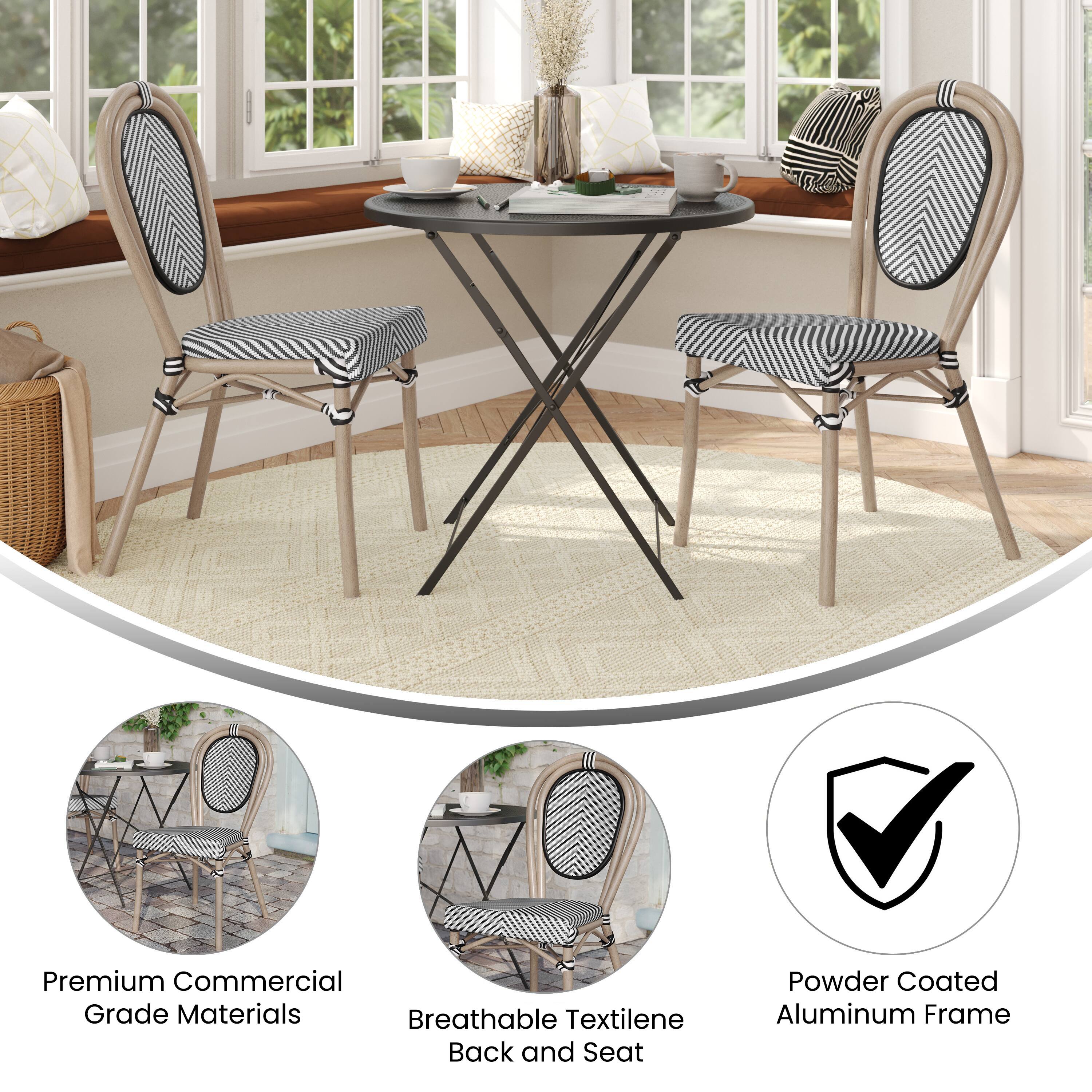 Premium Commercial Grade Materials  
Breathable Textilene Back and Seat  
Powder Coated Aluminum Frame