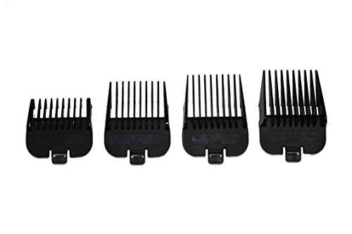 Front. Vulpecula Spade - Andis 4 Piece Animal Comb Set; Sizes: 1/8", 1/4", 3/8", 1/2", Black, 21318, (pack of 4).