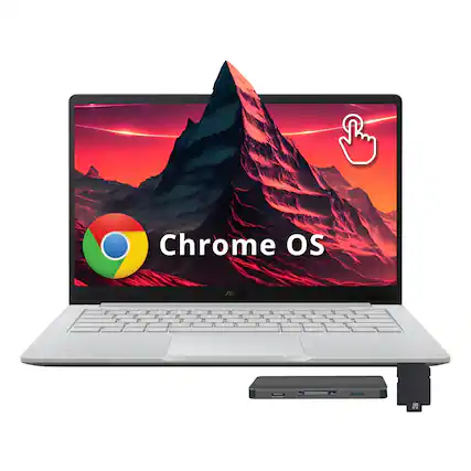 Front. ASUS - ASUS Chromebook CX 14" FHD Touchscreen Laptop,Intel Celeron N4500,8GB RAM,128GB eMMC+160GB DocK Station,Chrome OS,Gray - Pure Gray.