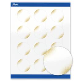 Avery - Labels, 2" Diameter, Glossy Gold Blush - White