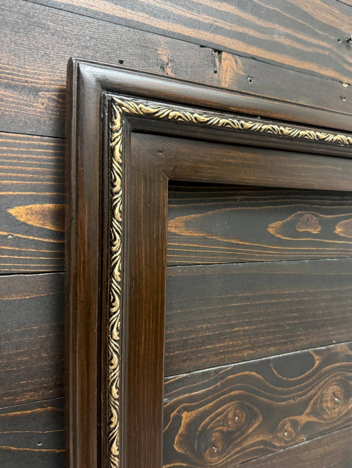 Alt View 1. LAREDO FRAME FACTORY - 55 inch Handmade wood For TCL A300W NXTVISION Tv - DARK WALNUT WITH GOLD.