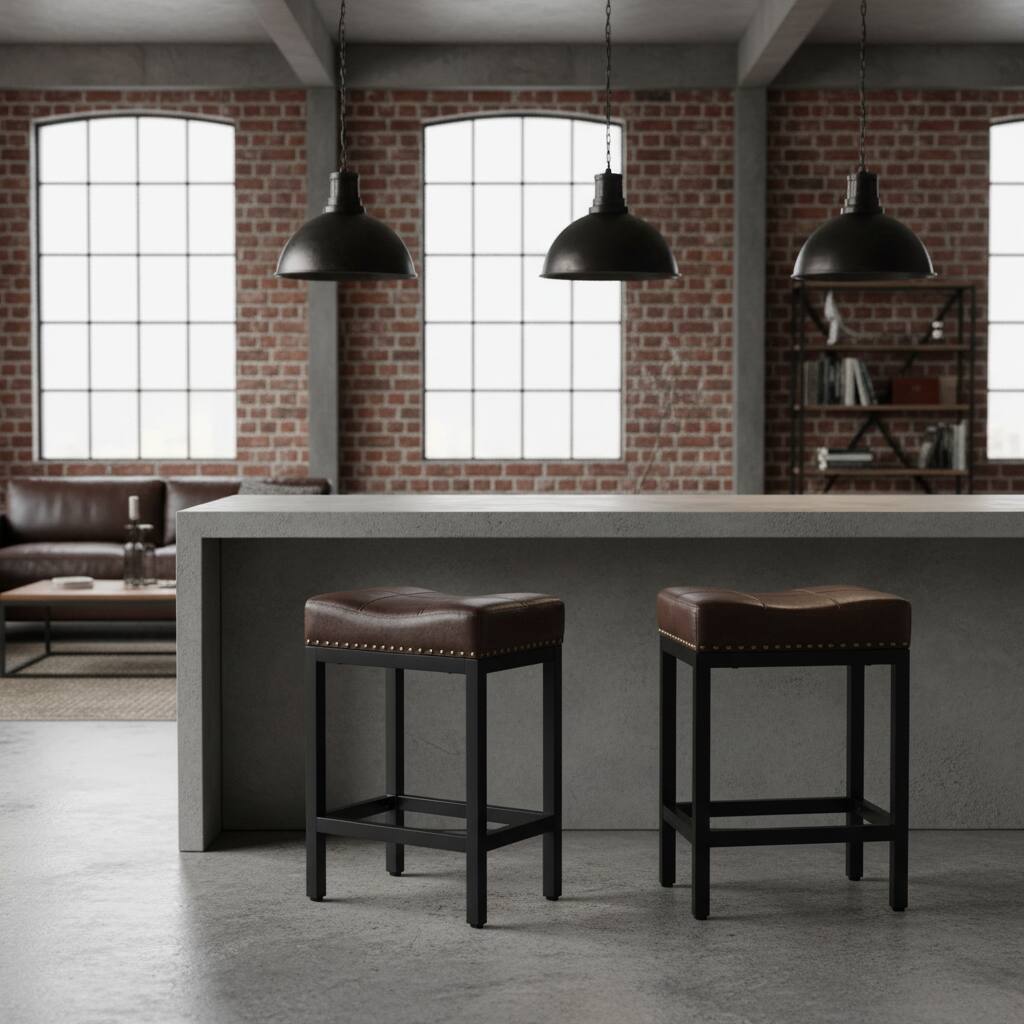 Alt View 6. AOITUN - Bar Stools Set of 2, 24 Inch Height - Perfect for Kitchen Islands and Bars, Durable and Stylish Seating - Brown.