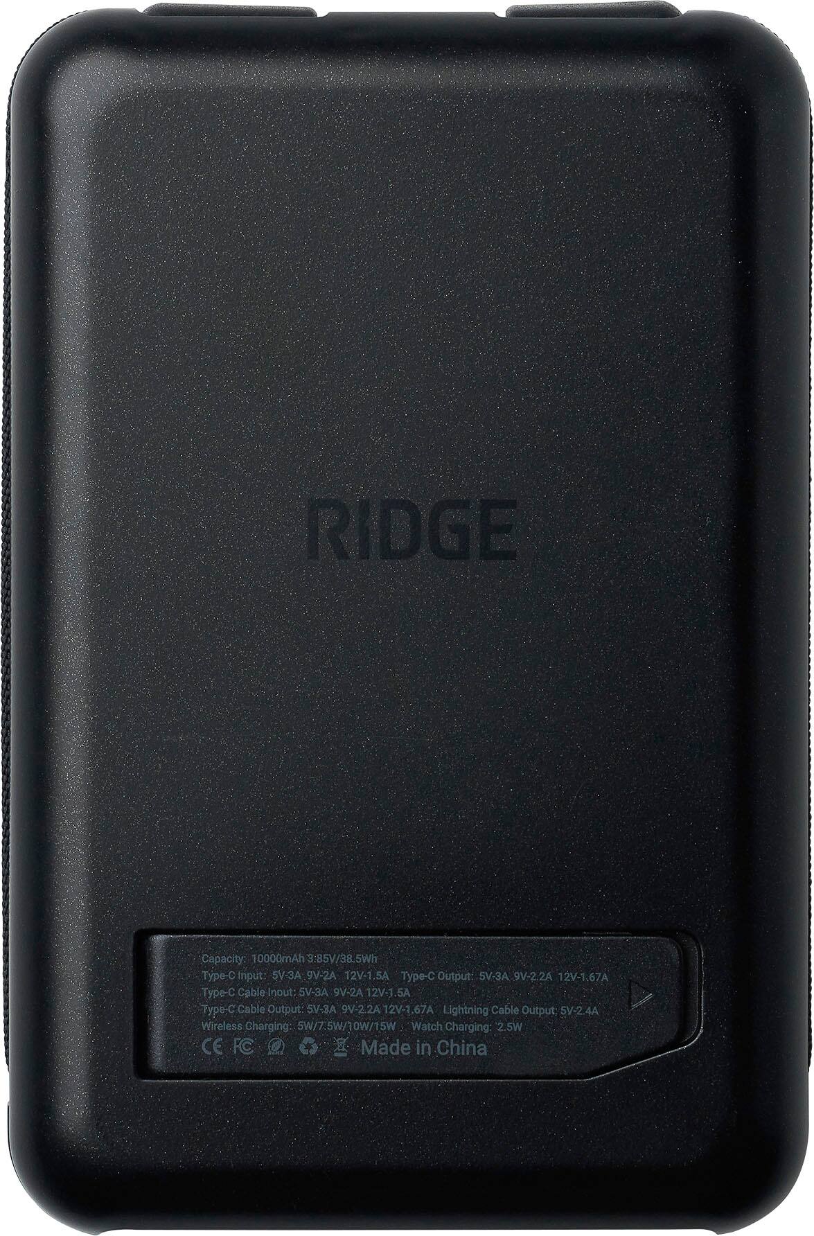 Ridge Capacity: 10000mAh 3.85V/38.5Wh Type-C Input: 5V-3A 9V-2A 12V-1.5A Type-C Output: SV-3A 9V-2.2A 12V-1.67A Type-C Cable Input/Output: 5V-3A 9V-2A 12V-1.5A Lightning Cable Output: SV-2.4A Wireless Charging: W/75W/10W/15W Watch Charging: 2.5W CE FC Made in China