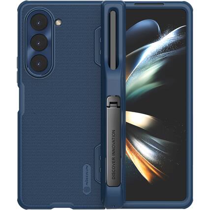 Front. SaharaCase - GRIP Series with Kickstand and Stylus Compatibility Case for Samsung Galaxy Z Fold5 - Blue.