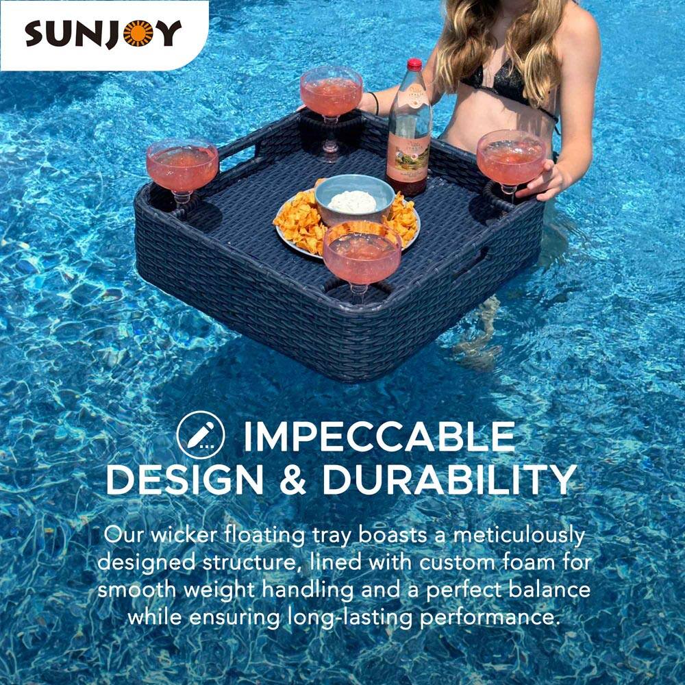 SUNJOY

IMPECCABLE DESIGN & DURABILITY

Our wicker floating tray boasts a meticulously designed structure, lined with custom foam for smooth weight handling and a perfect balance while ensuring long-lasting performance.
